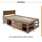 Cama Solteiro Multifuncional Madeira Maciça Irara Cabecasa Ma