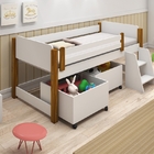 Cama Solteiro Naty com Nichos Branco e Mel com Colchão