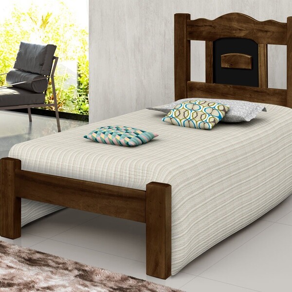 Cama Solteiro Nazaré Reforçada 100% Madeira Maciça Angelim Im