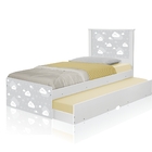 Cama Solteiro Nuvem Cinza Menino e Menina Auxiliar e Colchão