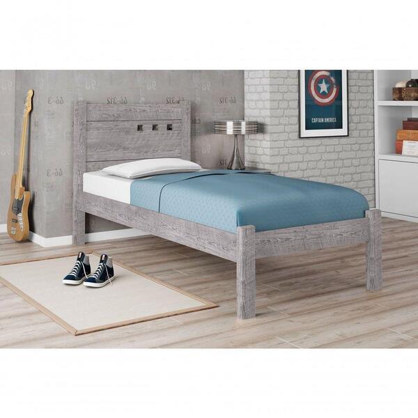 Cama Solteiro Paola Ii Cinza Com Colchão