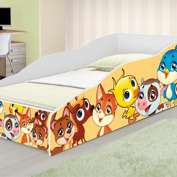 Cama Solteiro Play Bichinhos com Colchão