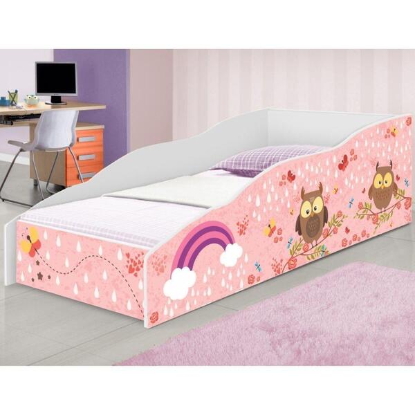 Cama Solteiro Play Corujinhas E Borboletas Com Colchão