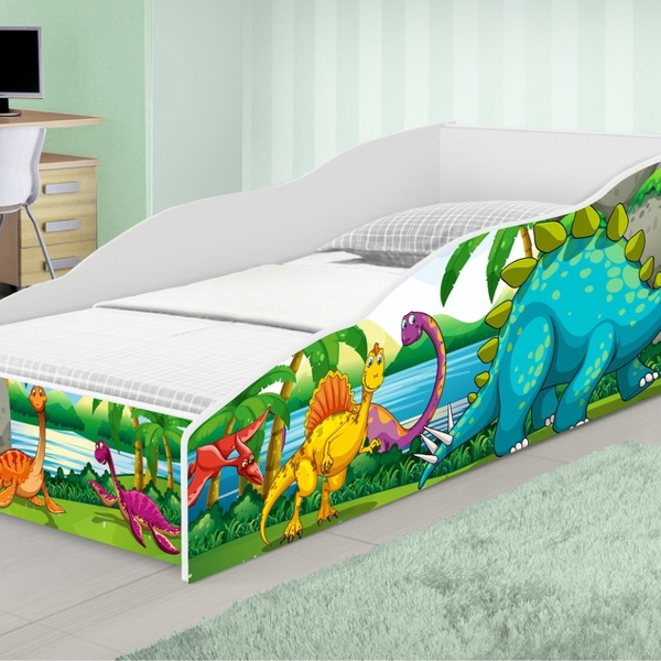 Cama Solteiro Play Família Dinossauros com Colchão