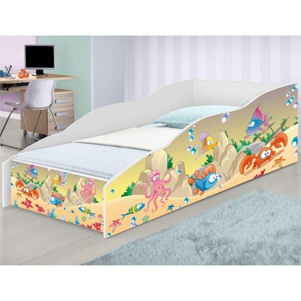 Cama Solteiro Play Fundo Do Mar Com Colchão