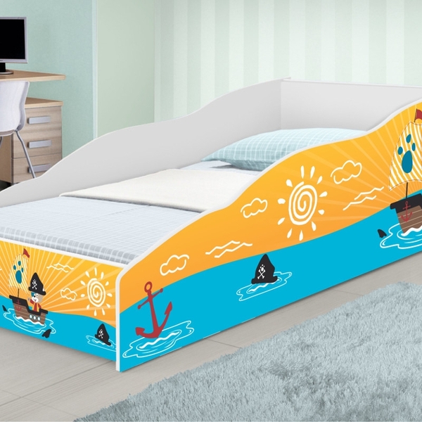Cama Solteiro Play Pirata Do Mar com Colchão