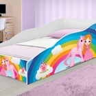 Cama Solteiro Play Princesa Unicórnio Arco Íris com Colchão