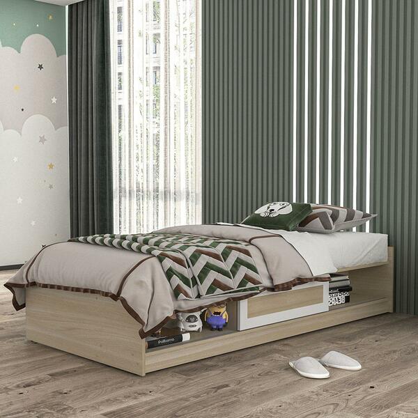 Cama Solteiro Porta 3d De Correr 3 Nichos Comic Mdp Politorno