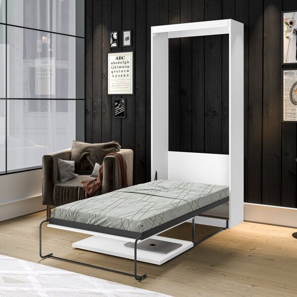 Cama Solteiro Retrátil Prátic Yescasa Branco/preto