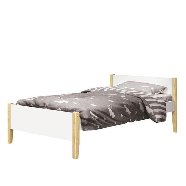 Cama Solteiro Simba Com Pés Madeira Natural - Reller Móveis