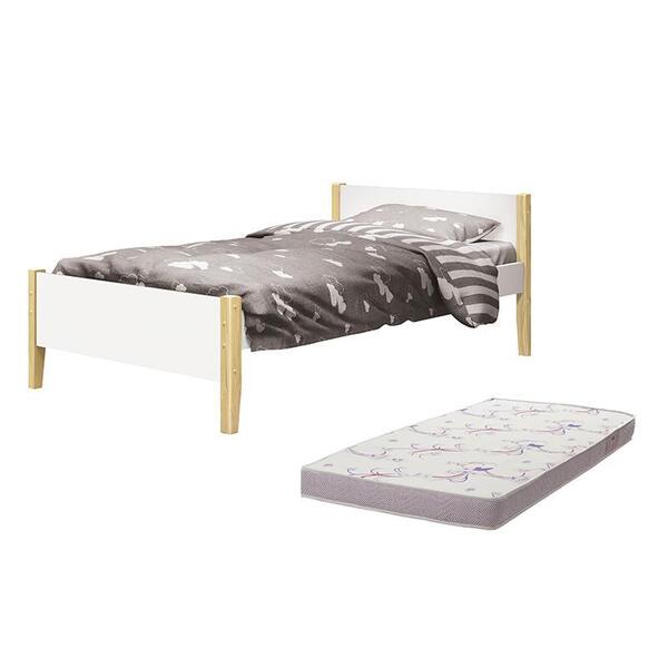 Cama Solteiro Simba Pés Madeira Natural Com Colchão D20 - Rel