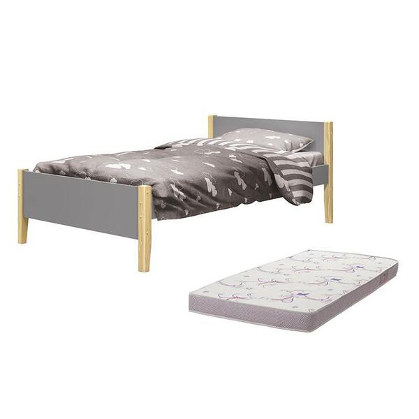 Cama Solteiro Simba Pés Madeira Natural Com Colchão D20 - Rel