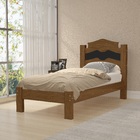 Cama Solteiro Tradicional Amêndoa/preto Gabriella 100% Mdf
