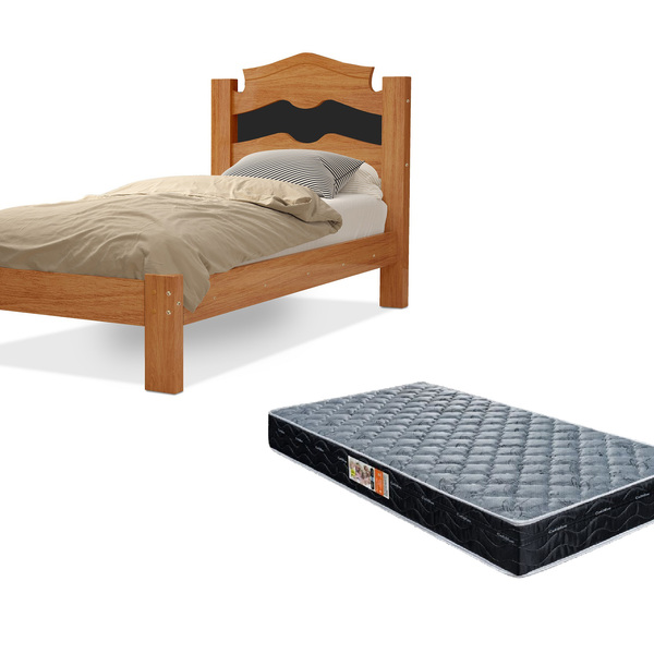 Cama Solteiro Tradicional Moderna 100% Mdf Com Colchão