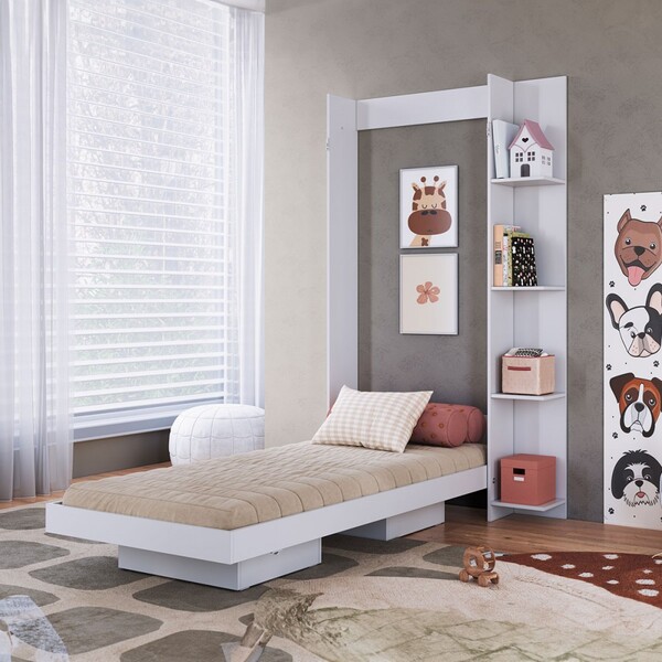 Cama Solteiro Vancouver Articulável 4 Prateleiras Branco - Ar