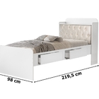 Cama Tamires Baú 2 Gavetas Solteiro Com Capitonê Branco/bege