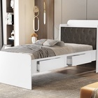 Cama Tamires Baú 2 Gavetas Solteiro Com Capitonê Branco/nogal