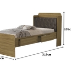 Cama Tamires Baú 2 Gavetas Solteiro Com Capitonê Freijó/nogal