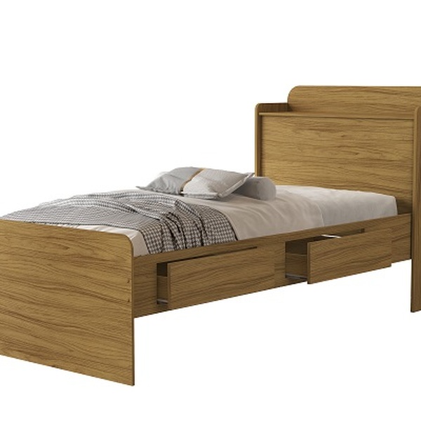 Cama Tamires Baú 2 Gavetas Solteiro Nature – Vj Móveis