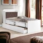 Cama Tamires Branca Com Auxiliar Capitonê E 02 Colchões