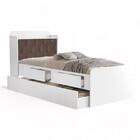 Cama Tamires Branca Com Auxiliar Capitonê E 02 Colchões