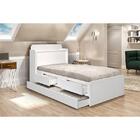Cama Tamires Solteiro 0,88cm Com Auxiliar Branco Com Capitonê
