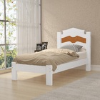 Cama Tradicional Solteiro Gabriela Branco Com Detalhe Nature