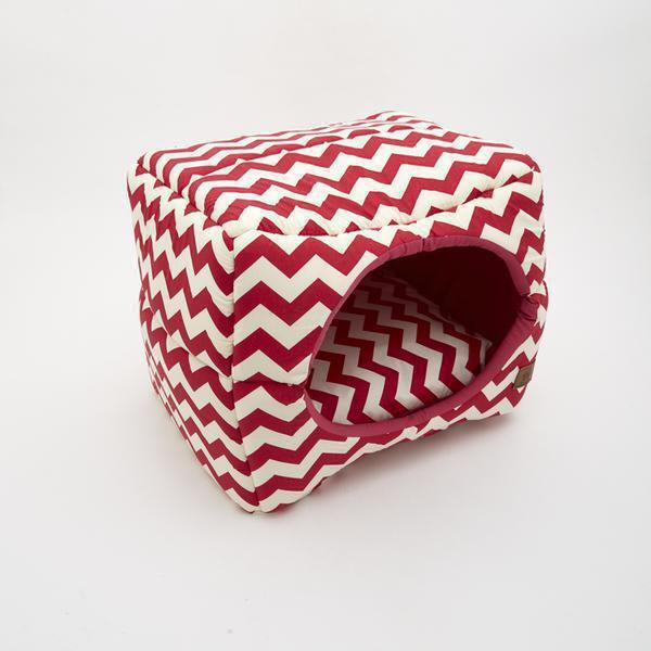 Cama túnel 2 em 1 para pets Fábrica Pet chevron rosa 40x53x45