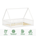 Cama Viúva Infantil Montessori Branco Madeira Casa Com Estrad