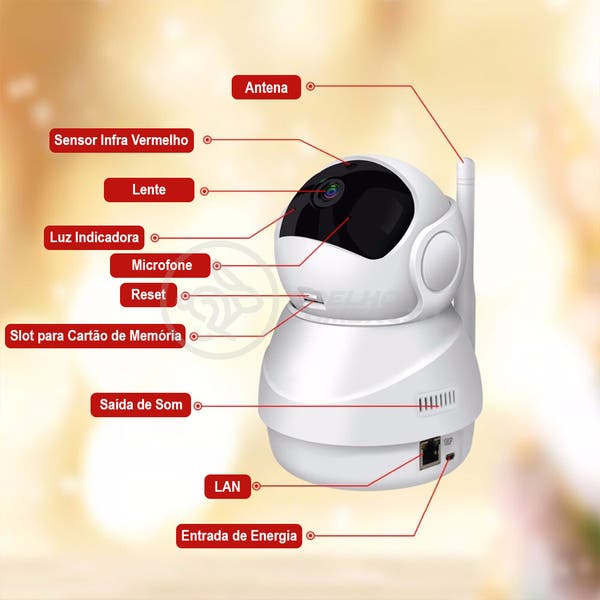 Câmera Ip C360 De Segurança Wifi 2 Antenas Robô Hd 1080p Sem Fio Jortan ...