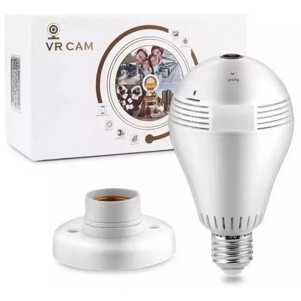 Câmera Ip Segurança Lâmpada Led 360 Panorâmica Vr Cam Wi-fi