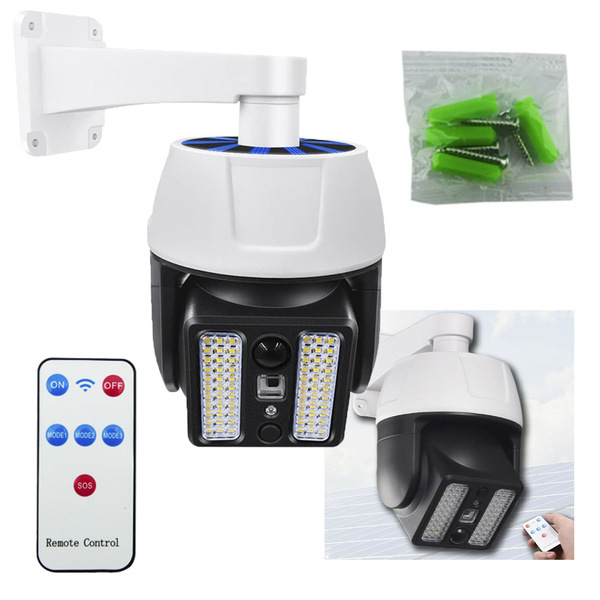 Camera Solar Falsa Luminaria Luz 66 Leds Sensor Presença Mov