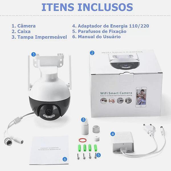 C&acirc;mera Speed Dome Wifi Ptz De 4mp Com Vis&atilde;o Noturna Colorida