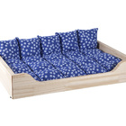 Caminha Cama Pet De Madeira E Colchão Patinha Azul Cachorro
