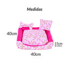 Caminha Para Cachorro Rosa Estampada 3 Peças Menina 40cm X 40