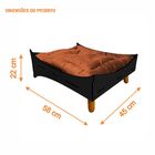 Caminha Pet Cachorro Premium Mdf Preto Pés Palito Almofada Ve