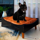 Caminha Pet Cachorro Premium Mdf Preto Pés Palito Almofada Ve