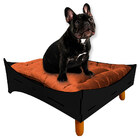 Caminha Pet Cachorro Premium Mdf Preto Pés Palito Almofada Ve