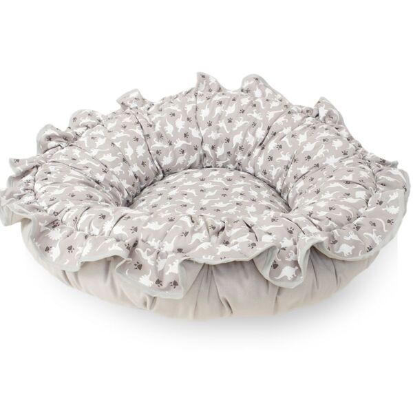 Caminha Redonda Pet Nuvem Super Macia Dinossauro Cinza Luxo