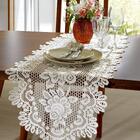 Caminho de Mesa de Renda Oval 40cm x 1,25m Marfim