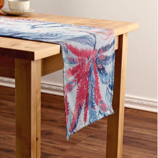 Caminho De Mesa Estampado 47x140cm Wendy Azul/vermelho