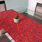 Caminho De Mesa Tipo Trilho Vermelho Floral, 190cm X 45cm