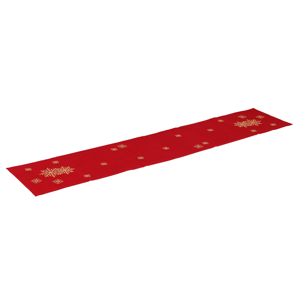 Caminho para Mesa Natalina Clássica Floco de Neve Vermelho e Branco 1,73x3,60m Chromus