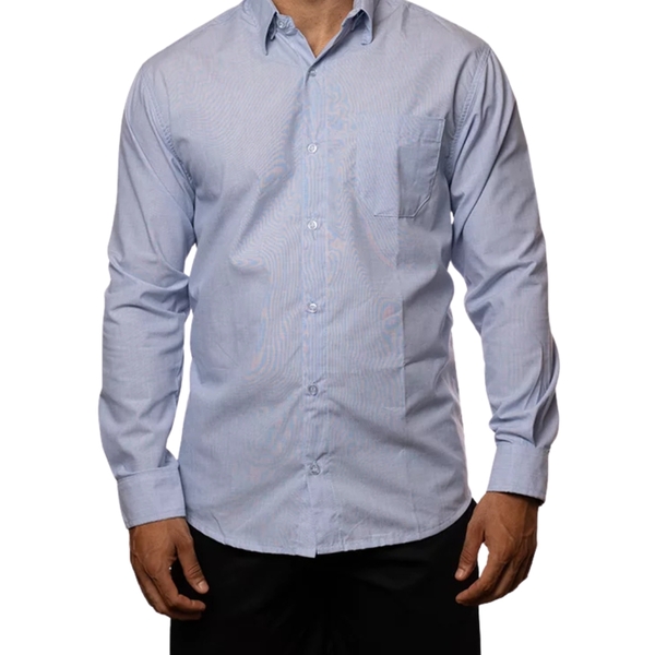 Camisa Fil Fil Manga Longa Azul Plácido G Azul Plácido