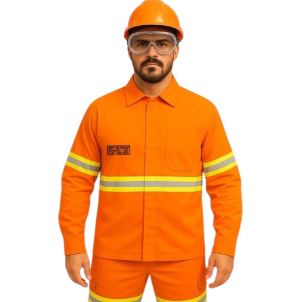 Camisa Profissional Eletricista Nr10 Manga Longa Faixa Reflet
