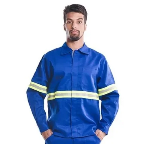 Camisa Profissional Eletricista Nr10 Manga Longa Faixa Reflet