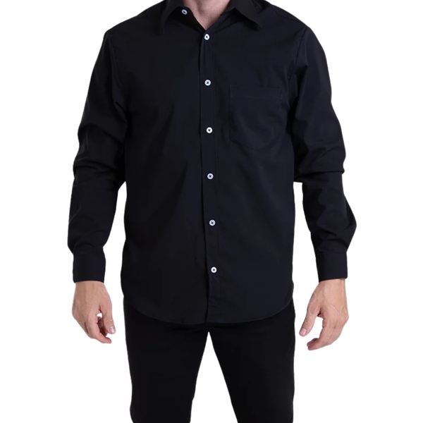 Camisa Tricoline Manga Longa Preto  M  Preto