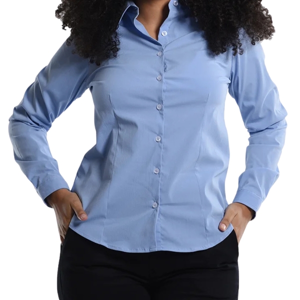 Camisete Tricoline Manga Longa Azul Plácido  P  Azul Plácido