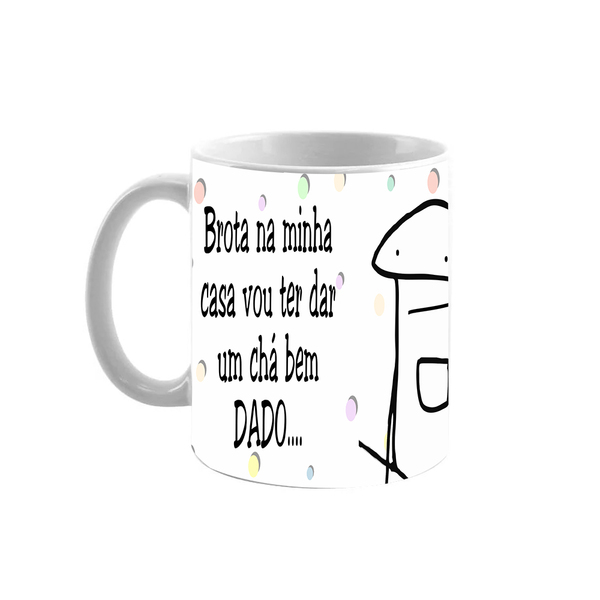 Caneca 325ml Meme Boneco Flork Chá Bem Dado Xícara Cerâmina