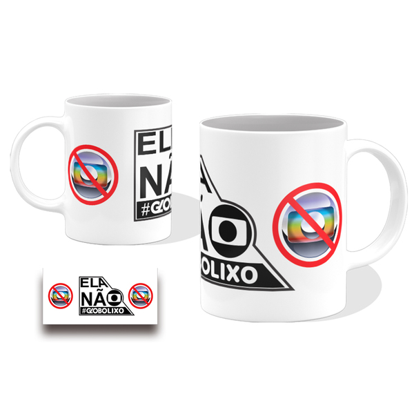Caneca 325ml Xícara Ela Não Globo Lixo Anti Tv Prontaentrega